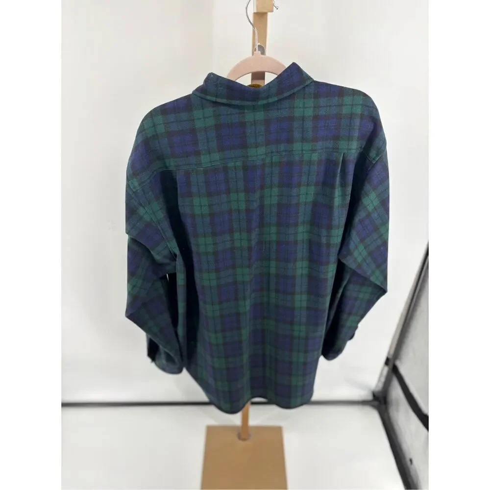 Pendleton Lodge Shirt Blackwatch Tartan 100% Virgin Wool Button Up Mens Size XL